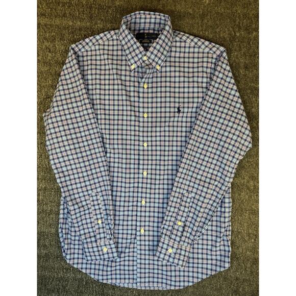 Mens Ralph Lauren Checkered Classic Fit Performance Button Up Longsleeve Shirt M - Picture 2 of 6